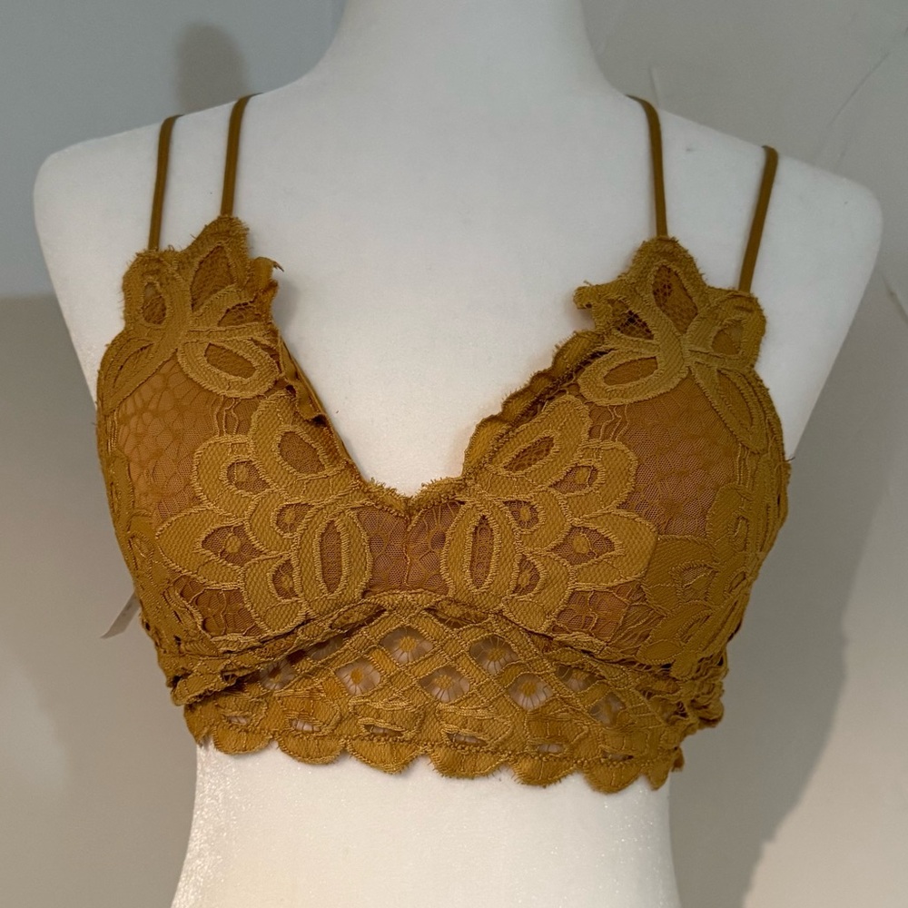 Wishlist Lace Bra in Mustard Yellow - Size Large